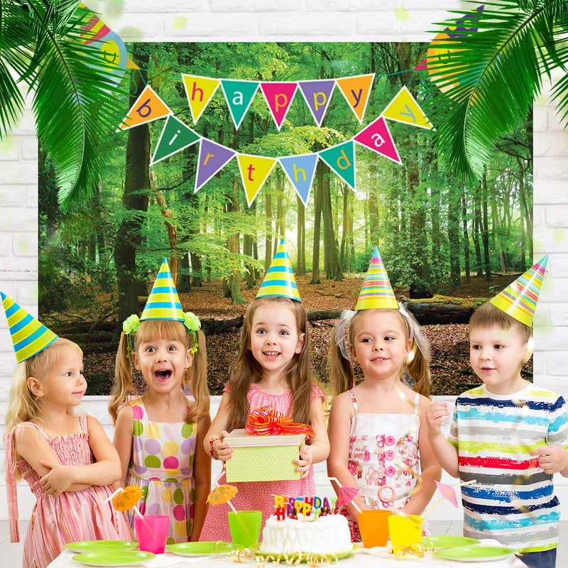 SJOLOON 9X6ft Spring Green Forest Thin Vinyl Photo Backdrops Camping Themed Baby Shower Photography Background Studio Props 10516 - Image 4